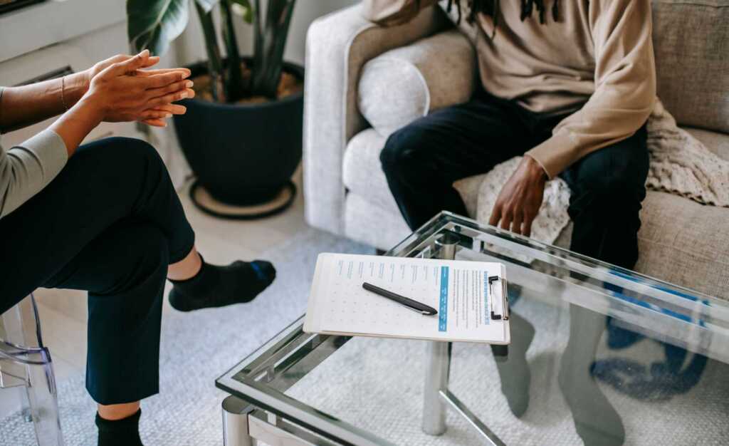 A therapist conducting an intake session